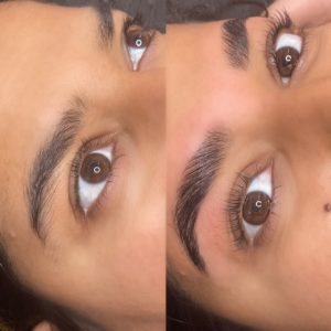 Brow Lamination before and after
